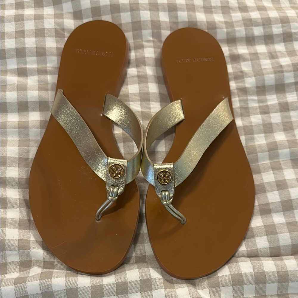 Tory Burch Gold Brown Sandals  Size 6
